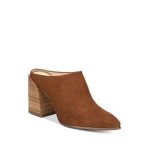 VIA SPIGA Womens Brown Ella Block Heel Slip On Leather Heeled Mules Shoes 9 M